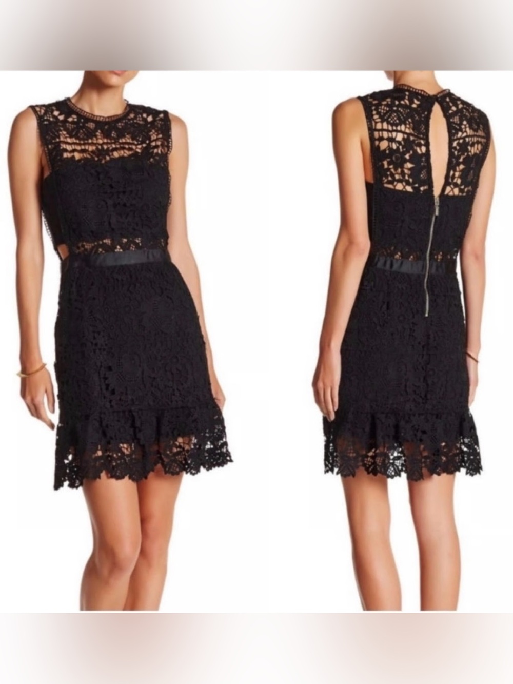 Romeo & Juliet Couture Black Lace Mini Dress